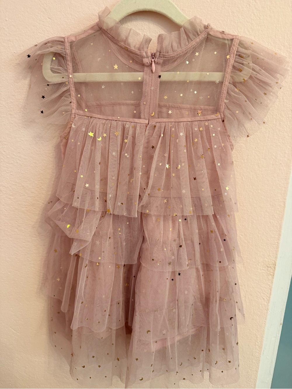 NO BRAND Lola + The Boys INSPIRED Blush Pink Tulle Star Ruffle Dress - Picture 3 of 3